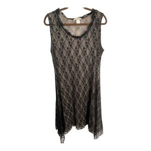 Black Lace Sleeveless Overlay  Dress Cocktail, Wedding Guest Sz L